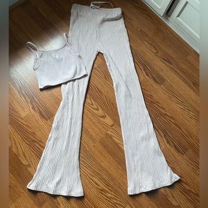 Lounge baby pink ribbed flared pant and cami